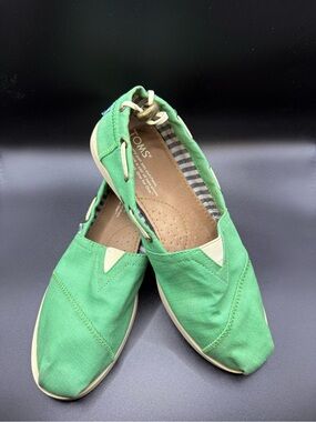Toms Green Canvas Slip-On Loafers for Women